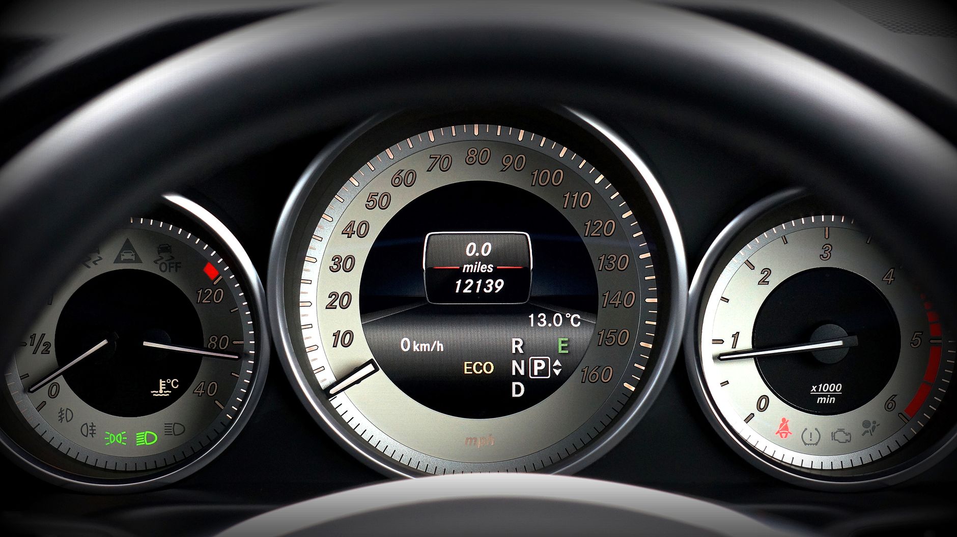 Car dashboard with the odometer showing the miles driven
