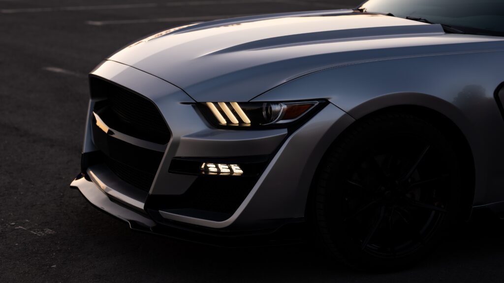 Front end of a custom Ford Mustang at Shift Masters Transmissions, a trusted transmission repair shop serving Phoenix and surrounding Arizona communities.