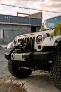 Jeep Wrangler front end with winch showing off-road capability at Phoenix transmission repair shop Shift Masters Transmissions