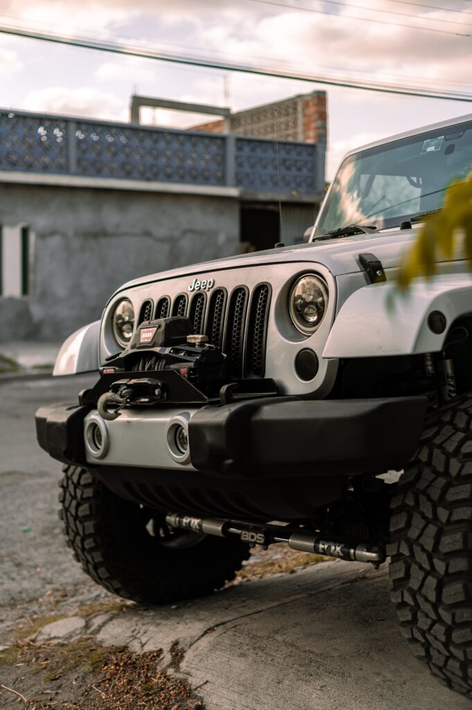 Jeep Wrangler front end with winch showing off-road capability at Phoenix transmission repair shop Shift Masters Transmissions